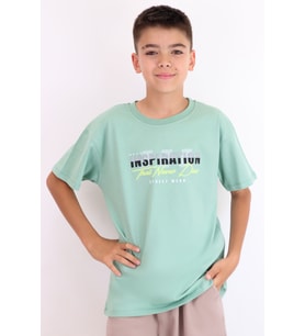 Breeze Erkek Çocuk Tişört Kabartmalı Yazı Baskılı 5-10 Yaş, Mint Yeşili