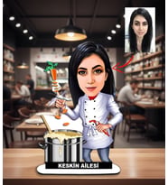Kisiye Özel Karikatür Aşçı, Chef  Kadın Biblo