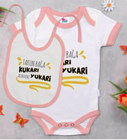 BK Kids Te Şimdi Tasarımlı Pembe Bebek Body Zıbın ve Mama Önlüğü Hediye Seti-1