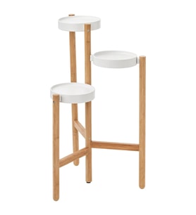 3 Katlı Çiçeklik Bambu-Beyaz Renk 78 cm MeridyenDukkan İç Mekan- Balkon Dekorasyonu 