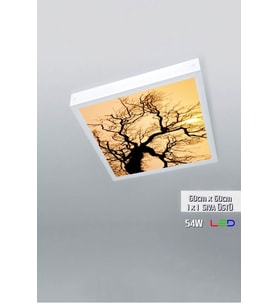 1x1 -tekli-60x60-tavana Yapışık Led Panel-54w-sıva Üstü Avize-kolay Montaj-ağaçlı- Led