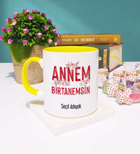 Anneler Günü Hediyesi Anneye Hediye - 7 - Kupa Bardak Sarı
