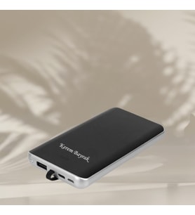 KİŞİYE ÖZEL İSİM BASKILI ÇOKLU ŞARJ KABLOLU AKIM VE KISA DEVRE KORUMALI POWERBANK 10000 mAh (Siyah)