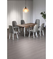 Minel Açılabilen Metal Ayak Sunta Mutfak Masası Takımı 6 Cappucino Sandalye 80 x 132