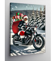 Kanvas Tablo Noel Baba Ve Motosiklet