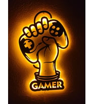 Gamer Led Işıklı Tablo gamer hediyelik (Sarı)