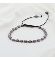 Hematit Taşlı Altıgen Rose Gold Kaplama Gümüş Makrome Erkek Bilekliği