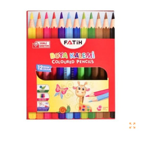 FATİH 12 RENK YARIM BOY KURU BOYA KALEMİ