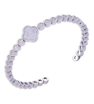 925 Ayar Gümüş Kelepçeli Kadın Bileklik (ZRK 2160) Yonca Model 13.6 gr