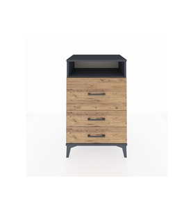 Hyperion Komodin Tek Raflı 3 Çekmeceli 60x44x96 Antrasit-Çam