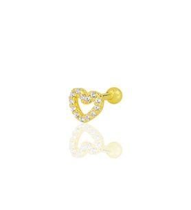 Gümüş altın yaldızlı zirkon taşlı kalp modeli Tragus helix Piercing küpe SGTL12206GOLD