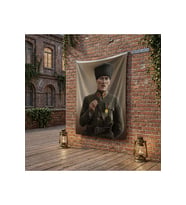 Askeri Üniformalı Mustafa K. Atatürk poster Bayrak Raşel Kumaş 100x150 cm ATA84