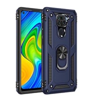 Xiaomi Redmi Note 9 Kılıf Metal Solid Yüzüklü Standlı Military Ring SRS (Lacivert)