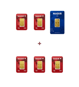 Nadir Gold 24 Ayar 15 Gram Külçe Altın (1 Adet 10 Gram Külçe Altın + 5 Adet 1 Gram Külçe Altın )