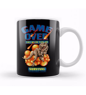 Retro Pixel Game Over Dinosaur Survival Kupa Bardak Porselen