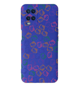 Oppo A54 Uyumlu Lansman Kılıf Hello Kitty Tasarımlı İçi Kadife Kapak-Lacivert (Şeffaf)