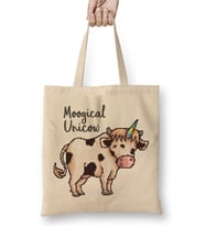 Moogical Unicow Unicorn Cow Pixel Art Bez Çanta Uzun Saplı