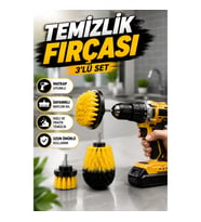 Matkap Uyumlu 3'lü Çok Amaçlı Temizlik Fırçası Seti Naylon Kıllı Farklı Başlıklarla