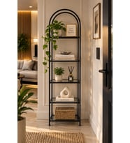 Siyah Çerçeveli Füme Camlı Modern Raf Ünitesi 40 cm