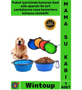 #Mama Taşınabilir Silikon Askı Aparatlı Pratik Akordeon Şık Katlanabilir Kedi Köpek Mama Su Kabı