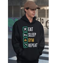 Eat Sleep Gym Repeat Bodybuilding Fitness Gym Baskılı Unisex Oversize Sporcu Hoodie