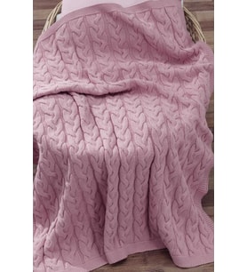 Organik Pamuk Bebek Örgü Battaniye Baby Love-Pembe