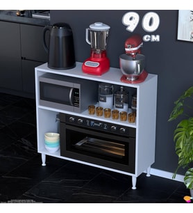 Eliusta Vira Mikrodalga Fırın Standı 90x87x32 cm Çok Amaçlı Mutfak Rafı Kahve Köşesi Düzenleyici