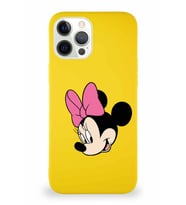 Apple iPhone 12 Pro Max Soft Premier Kapak Minnie Mouse-B Tasarımlı Silikon Kılıf - Sarı (Şeffaf)