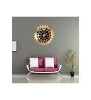 Dekoratif Duvar Saat Modern Gold Güneş Büyük Türk Rakamlı Mdf Üzeri Aynalı Pleksi 40x40 Cm