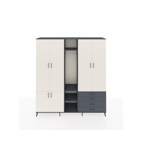 Hyperion Dolap 14 Raflı 4 Çekmeceli Tek Askılı 220x44x243 Antrasit-Aytaşı/Antrasit