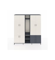 Hyperion Dolap 14 Raflı 4 Çekmeceli Tek Askılı 220x44x243 Antrasit-Aytaşı/Antrasit