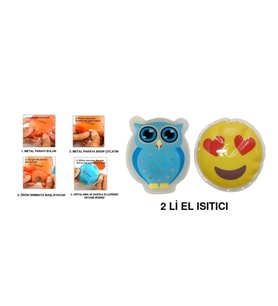 KALP EMOJİ MAVİ BAYKUŞ CEP SOBASI,EL ISITICI,2 ADET SICAK SU TORBASI PVC  9cm