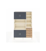 Hyperion Dolap 9 Raflı 4 Çekmeceli 4 Kapaklı 132x44x195 Aytaşı-Antrasit/Çam