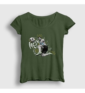 Presmono Kadın Haki 10 Argentina Soccer Futbol Lionel Messi T-Shirt 313678tt (Haki)