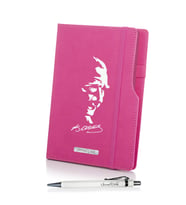 Kişiye Özel UV Baskılı Öğretmenler Günü Temalı Atatürk Siluletli  Pembe Defter & Beyaz  Kalem Seti