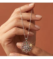 Valmont Accessories Renkli Taşlı Mandala Kadın Kolye 42+2 cm Zarif Tasarım