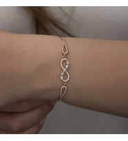 Gümüş Rose Baget Taşlı Sonsuzluk Bileklik