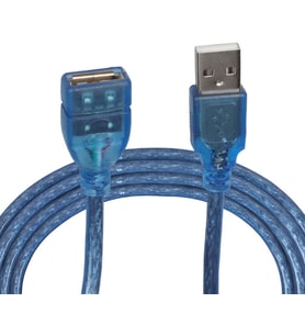Şeffaf/Mavi̇ 5 Metre USB 2.0 Uzatma Kablosu