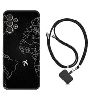 Samsung Galaxy M14 Kılıf Resimli Boyun Askılı İpli Desenli Silikon Series Black Plane 1868