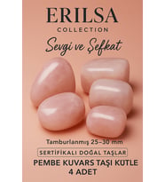 Sertifikalı Doğal Pembe Kuvars Taşı Kütle 4 Adet (25-30 mm) – Aşk ve Huzur Enerjisi