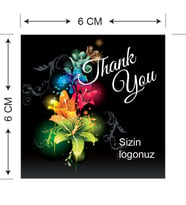 TEŞEKKÜR KARTI 6X6 cm TEK TARAF BASKILI ARKASI BOŞ - 100 ADET