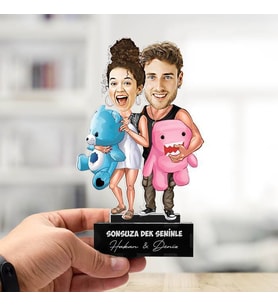 Kişiye Özel Ponçik Sevgililer Sevgiliye Hediye Karikatürlü Biblo