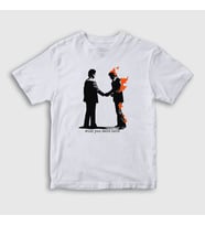 Presmono Unisex Çocuk Beyaz Wish You Were Here Pink Floyd T-Shirt 354587tt