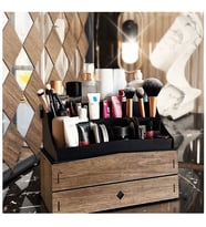 Design OTTO Bella Large 2 Katlı 2 Çekmeceli Ahşap Makyaj Takı Banyo Kozmetik Düzenleyici Organizer Ceviz (Ceviz)
