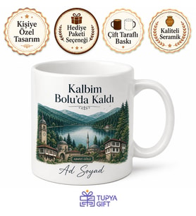 Bolu Memleket Temalı Baskılı Kupa Bardak Hediye Özel Tasarım Porselen