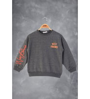 Toontoy Kız Çocuk Best Frıends Baskılı Sweatshirt (Antrasit Melanj)