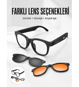Mey İthalat® Yapay Zekâ Destekli Akıllı Gözlük Bluetooth 5.3 Bağlantı Dokunmatik Kontrol ve Manyetik Lens Sistemi