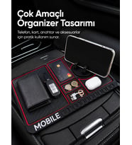 Araç İçi Kaydırmaz Organizer Mat Telefon Standlı Çok Amaçlı Konsol Düzenleyici