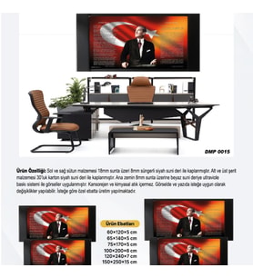 DERİ ÜZERİ UV BASKILI ÇERÇEVELİ MAKAM ATATÜRK PANOSU 14-50*100