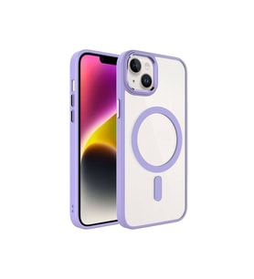 Apple iPhone 13 Uyumlu Kılıf Wireless Şarj Özellikli Zore Krom M-safe Silikon Kapak (Lila)